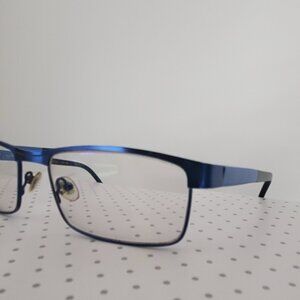 DANNY GOKEY Men's  Eyewear Frames Metallic Cobalt Blue & Black Eyeglasses Rect